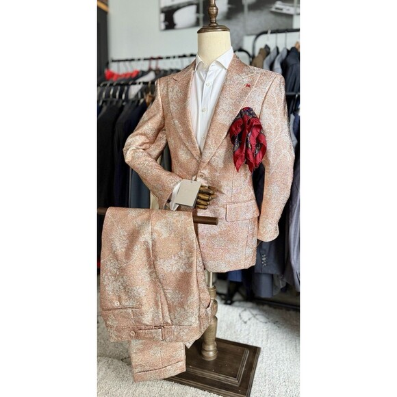 NWT INCREDIBLE One-of-a-Kind Coral Floral Peak Lapel Tom Ford Suit 38R US/48R IT - Picture 3 of 16